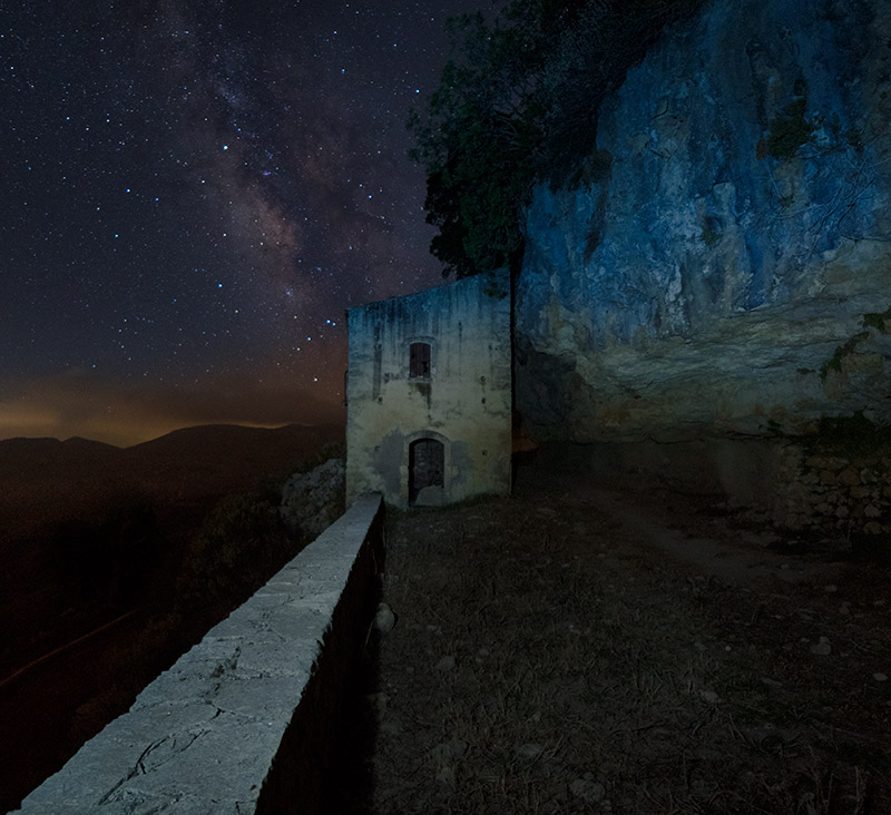 Milky way shot in Agios Antonios monastery in Veni